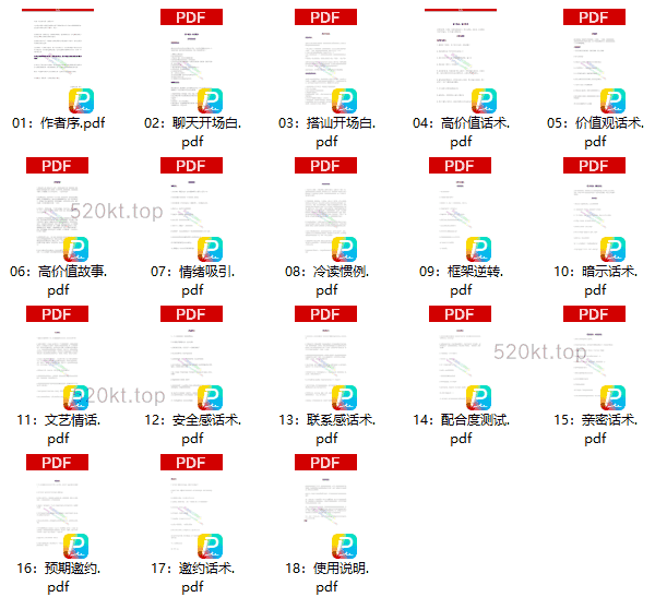 助恋爱核心导师《可复制聊天话术手册 核心方法》PDF电子书